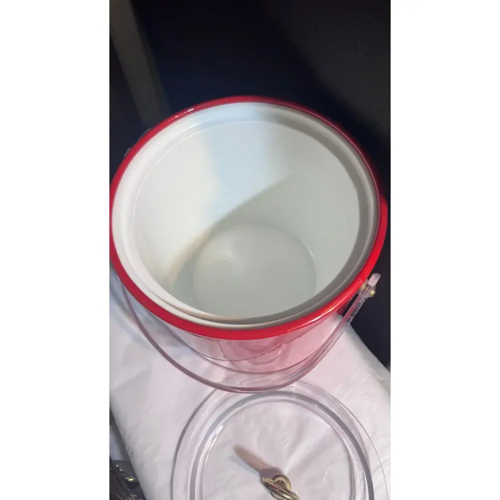 Georges Briard Red Ice Bucket Acrylic Barware Mid Century Vintage